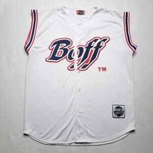 Vintage Y2K BOFF Sport Baseball Jersey Men's Size Large White Sleeveless